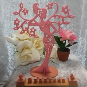 Handmade Glow In The Dark Two Colored Lady Jewelry Stand 3D Printed Pink Peach